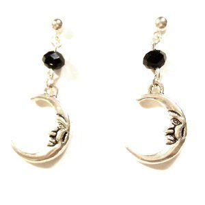 Happy Crescent Moon Crystal Earrings